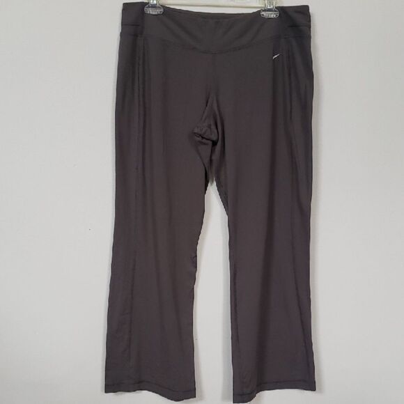 Nike Dri-fit Pant Womens XL Gray Stretch Flared Yoga Athletic Activewear - Picture 1 of 5